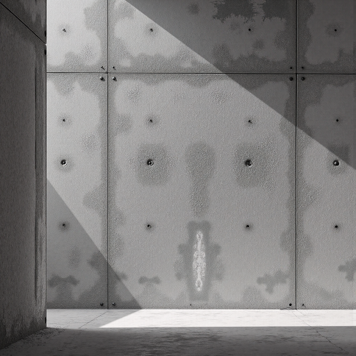 建筑摄影，现代建筑线条，对称构图，黑白高对比度